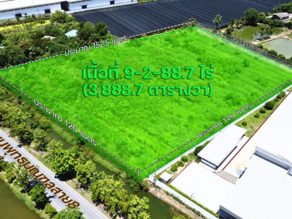 ขาย ที่ดินพุทธมณฑล สาย 8 นครปฐม ตำบลขุนแก้ว นครชัยศรี ติดถนนพุทธมณฑลสาย 8 เนื้อที่ 9-2-88.7 ไร่ พื้นที่สีเขียว เหมาะลงทุนทำโครงการแนวราบ ทำเลดี